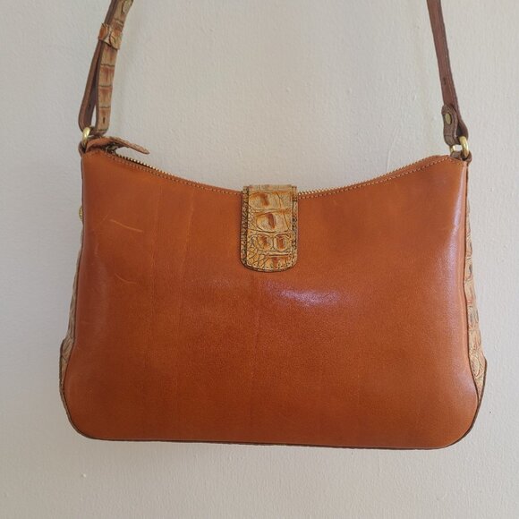 Brahmin Isabelle Croc Embossed Leather Cross Body Shoulder Bag Brown - Picture 4 of 9